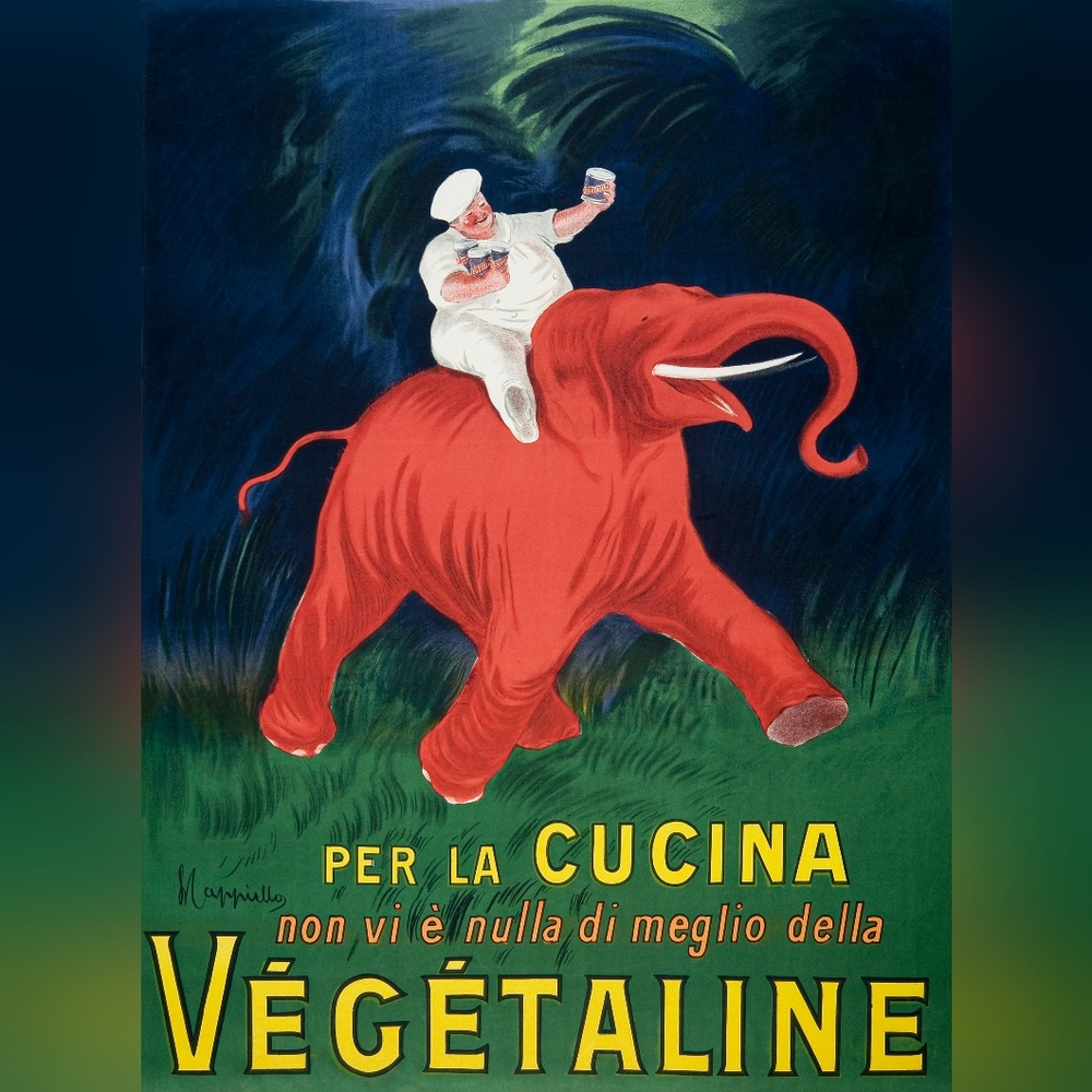 Vintage Végétaline Poster with Red Elephant